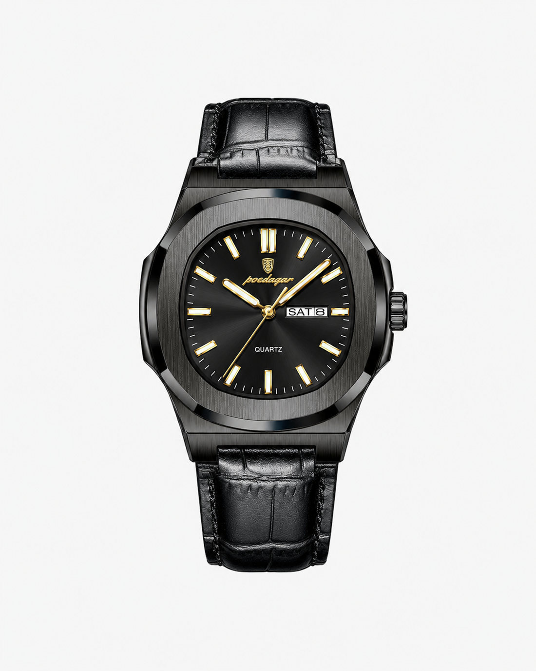 Square Watch With Leather Strap