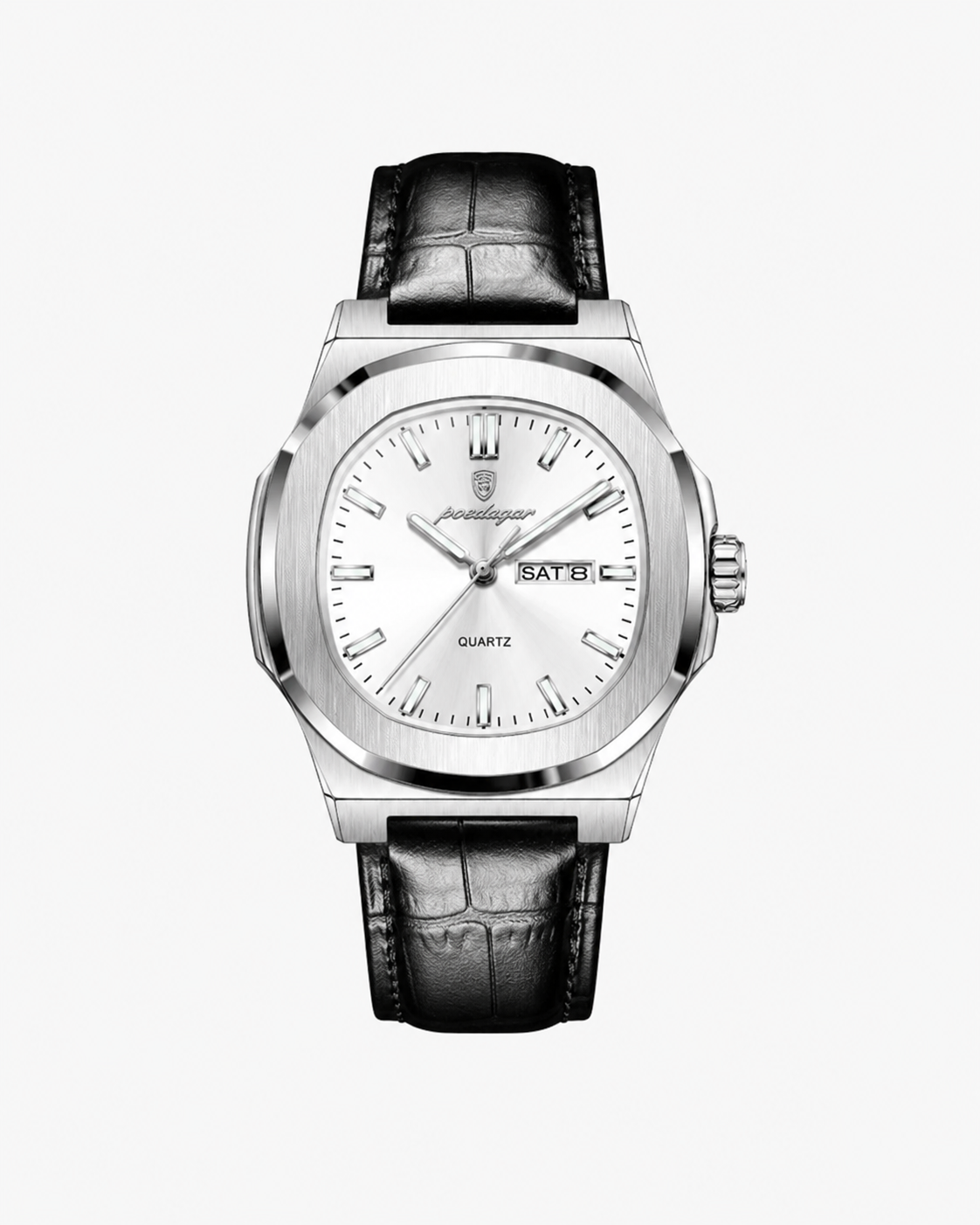 Square Watch With Leather Strap