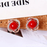 Upscale 14k Gold Jewelry Real Gold  Earrings Zircon Pearl Twist Luxury Stud Earrings for Women Brincos Pendientes Bijoux