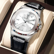 Square Watch – Leather Strap and Stainless Steel Case