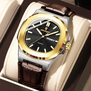 Square Watch – Leather Strap and Stainless Steel Case