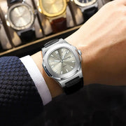Square Watch – Leather Strap and Stainless Steel Case